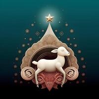 Jumma ramadan islamic pattern mandala with goat. Eid al Adha concept. photo