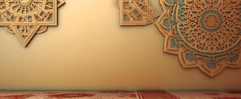 dorado jumma Ramadán islámico antecedentes con modelo mándala ai generado foto