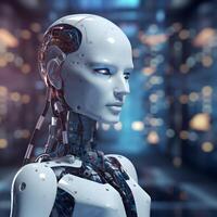 Futuristic cyborg with artificial intelligence. photo