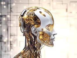 Futuristic cyborg with artificial intelligence. photo