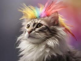 Persian kitten in pride parade. Concept of LGBTQ pride. photo