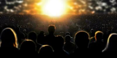 Crowd in the field. Concept of world population day. photo