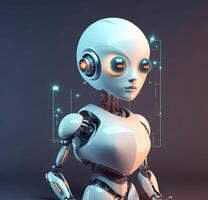 Robot with data information. Concept of chatbot or ai assistant. photo