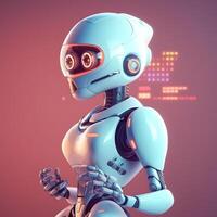 Robot with data information. Concept of chatbot or ai assistant. photo