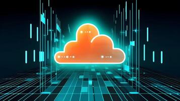 Cloud data storage, data transfer concept. photo
