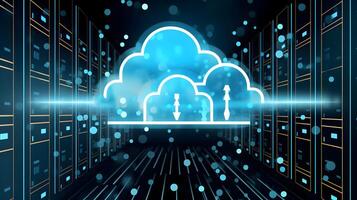 Cloud data storage, data transfer concept. photo