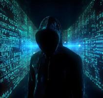 Anonymous hacker. Concept of cybercrime, cyberattack, dark web. photo