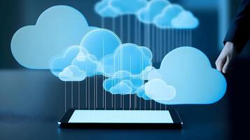 Cloud data storage, data transfer concept. photo