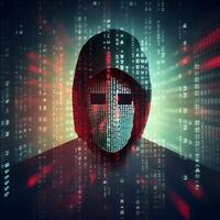 Anonymous hacker. Concept of cybercrime, cyberattack, dark web. AI generated photo