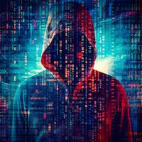 Anonymous hacker. Concept of cybercrime, cyberattack, dark web. photo
