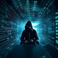 Anonymous hacker. Concept of cybercrime, cyberattack, dark web. photo