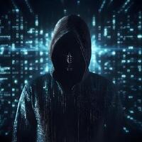 Anonymous hacker. Concept of cybercrime, cyberattack, dark web. AI generated photo