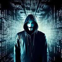 Anonymous hacker. Concept of cybercrime, cyberattack, dark web. photo