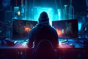 Anonymous hacker. Concept of dark web, cybercrime, cyberattack, etc. image photo