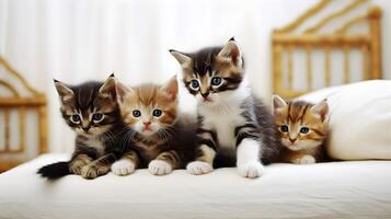 Group of different colored kittens. AI generated photo