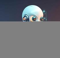 Robot with data information. Concept of chatbot or ai assistant. photo