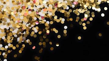 Party celebration, confetti scattering background. photo