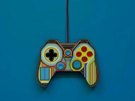 Abstract lines drawing of video game controller. AI generated photo