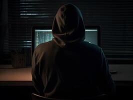 Anonymous hacker. Concept of dark web, cybercrime, cyberattack, etc. image photo
