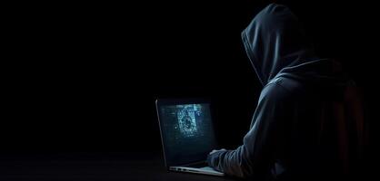 Anonymous hacker. Concept of dark web, cybercrime, cyberattack, etc. image photo