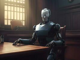 AI robot lawyer in the future. Legal assistance with automation. AI generated photo