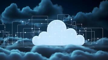 Cloud data storage, cloud computing and data transfer concept. photo
