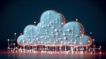 Cloud data storage, cloud computing and data transfer concept. photo