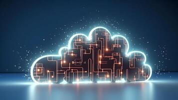 Cloud data storage, cloud computing and data transfer concept. photo