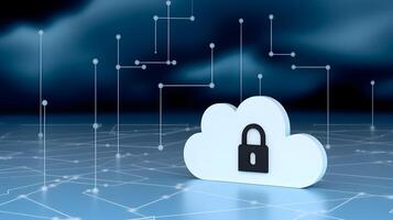 Cloud data storage, cloud computing and data security concept. photo