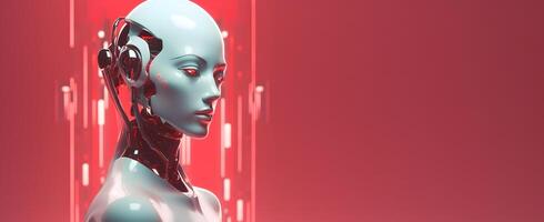 Futuristic female robot with artificial intelligence. photo