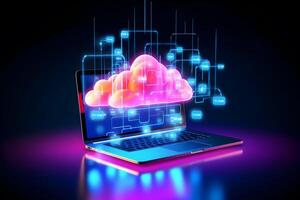 Cloud data storage, cloud computing and data transfer concept. photo