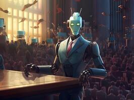 AI robot lawyer in the future. Legal assistance with automation. photo