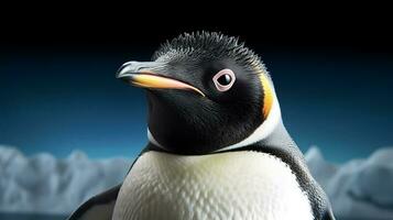 Closeup portrait of an elegant emperor penguin. AI generated photo