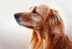 portrait of a golden retriever looking to the side isolated on white created with photo