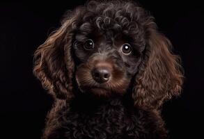 Close-up portrait of cute poodle created with photo