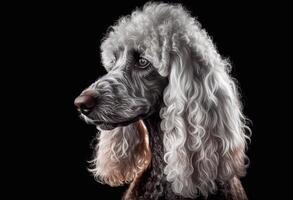 Close-up portrait of cute poodle created with photo