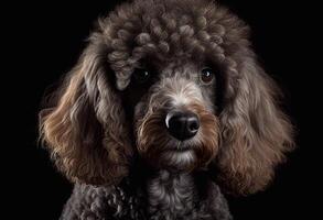 Close-up portrait of cute poodle created with photo