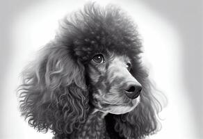 Close-up portrait of cute poodle created with photo