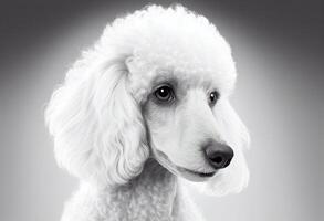 Close-up portrait of cute poodle created with photo