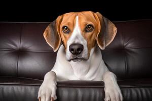 beagle lying on sofa - photo