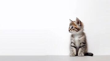 pequeño gato en blanco antecedentes - generativo ai foto