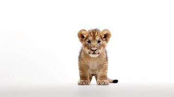 little lion on white background with copy space - photo