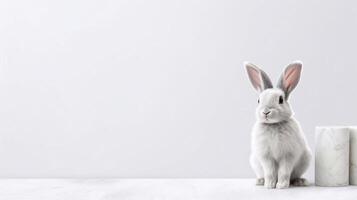 cute little bunny sitting on the floor - photo