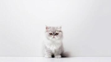 Cute Persian cat isolated on white background. With copy space. photo