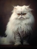 Persian cat on a dark background. photo