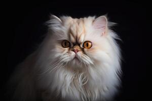 Persian cat on a black background. Close-up portrait. photo