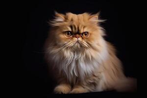 Persian cat on a black background. Close-up portrait. photo