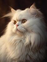 beautiful long-haired persian cat in studio on black background photo