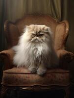 beautiful long-haired persian cat in studio on black background photo