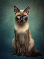 Siamese cat on dark background. photo